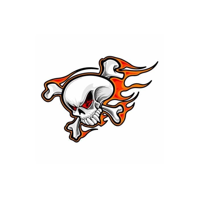 Tete De Mort En Feu Autocollant Sticker Adhesif Logo 3 1 Taille 8 Cm Cdiscount Auto