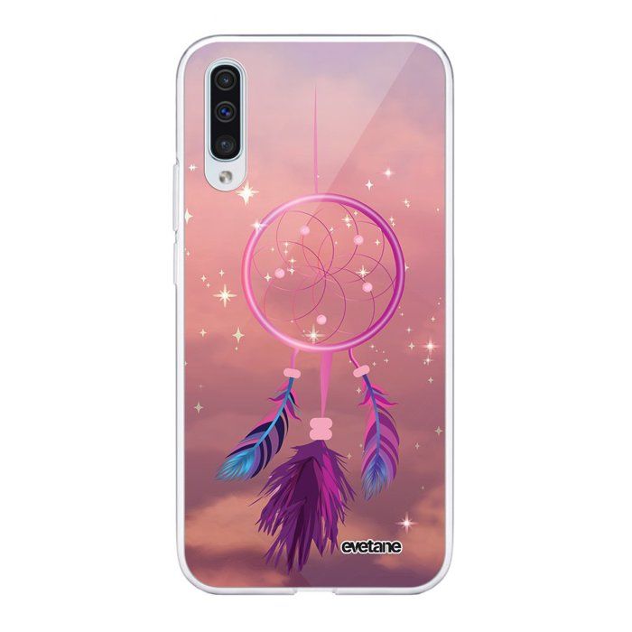 Coque Samsung Galaxy A50 360 intégrale transparente Attrape rêve rose Ecriture Tendance Design Evetane