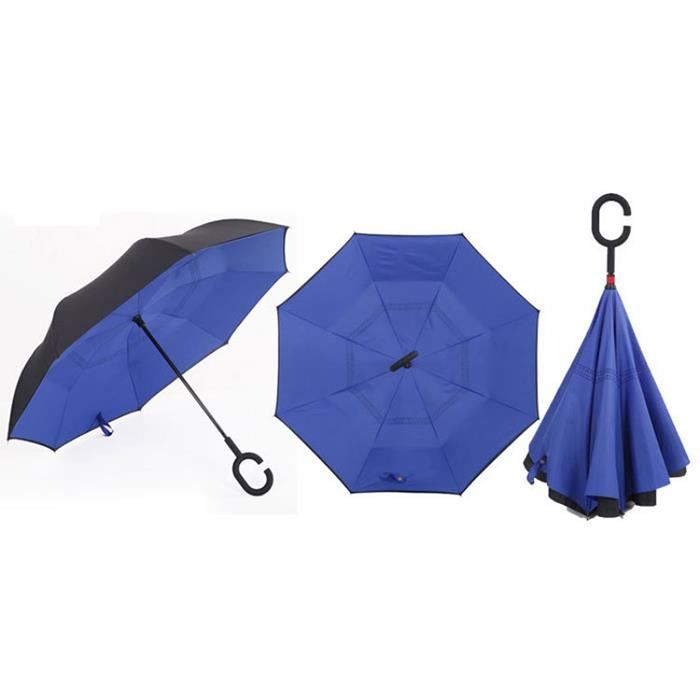 Parapluie Inversé Double Couche Coupe-vent Pliable Avec Intérieur En Forme De Paon