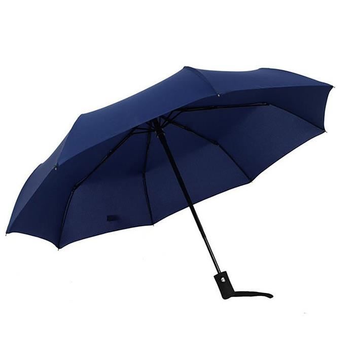 Parapluie Homme Pliant Automatique Résistant Au Vent - Diamètre 96 Cm, Poignée Bois, Bleu