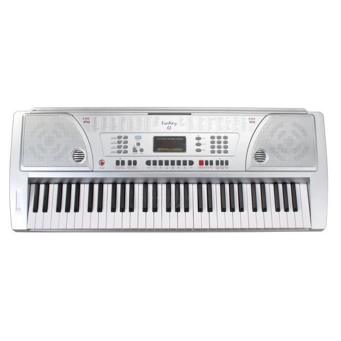 Clavier FunKey 61 SL Incl. Alimentation Et Pupitre Argent Set Incl