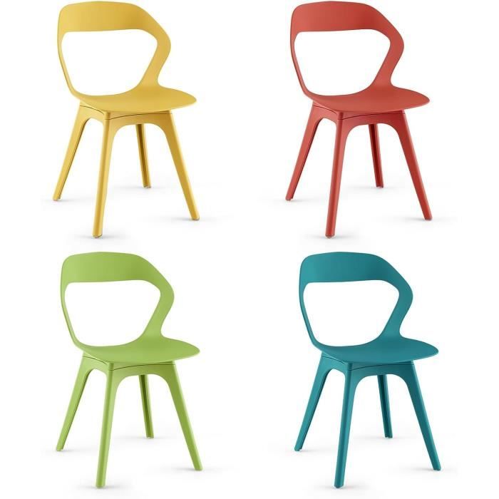 Giantex Lot de 4 chaises de salle à manger en plastique chaises de salle à manger design avec dossier Giantex Lot de 4 chaises de salle à manger en plastique chaises de salle à manger design avec dossier