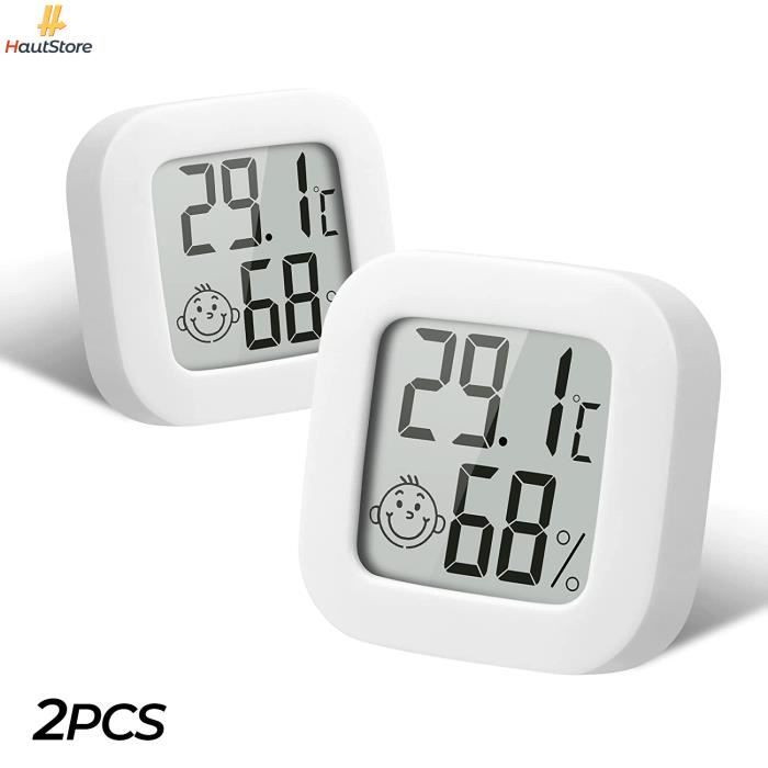 2PCS Thermomètre Hygrometre Intérieur, Digital à Haute Précision, Moniteur de Indicateur du Niveau de Confort pour Maison, Bureau