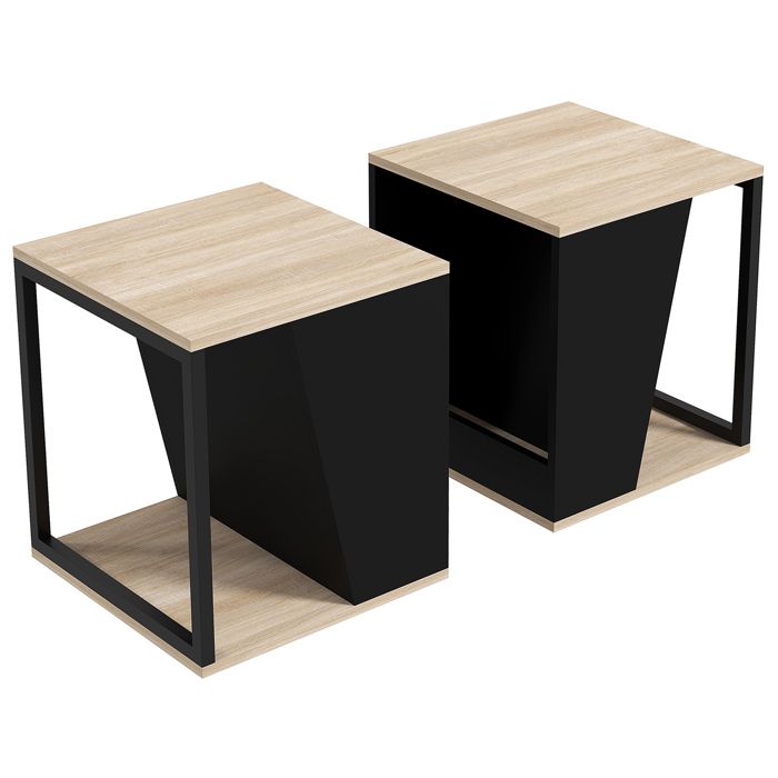 HOMCOM Table D'appoint Table De Chevet Avec étagère à Deux Niveaux Coins Arrondis 46l X 18p X 58 5h Cm Brun Rustique~1q3v0al6prg00