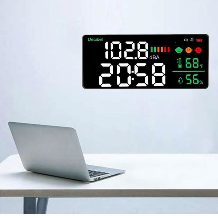 Lanko LED Decibel Meter Geluid Decibel Meter WiFi Wandmontage Geluidsniveau Meter Digitale Klok Temperatuur Vochtigheid Meter, 30-130DBA DB Meter