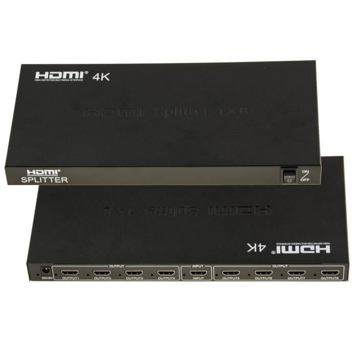 Splitter HDMI 4 Ports 4K 3D-Répartiteur 1 Source HDMI vers 4 Ecrans