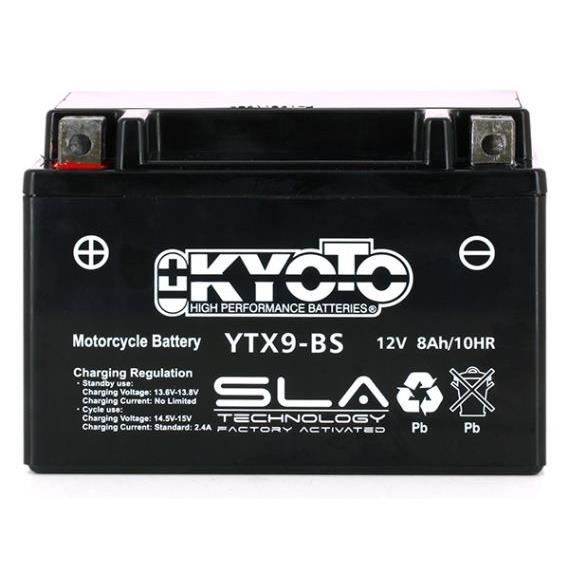 Batterie SLA Kyoto pour Moto Cagiva 650 Raptor V-Raptor 2001 à 2007 YTX9-BS / 12V 8Ah