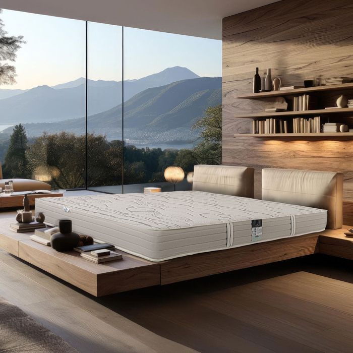 Matelas 160x200 cm Organic Coton, mémoire de forme, 10 zones de confort, indépendance du couchage, réversible, orthopédique, 24 cm