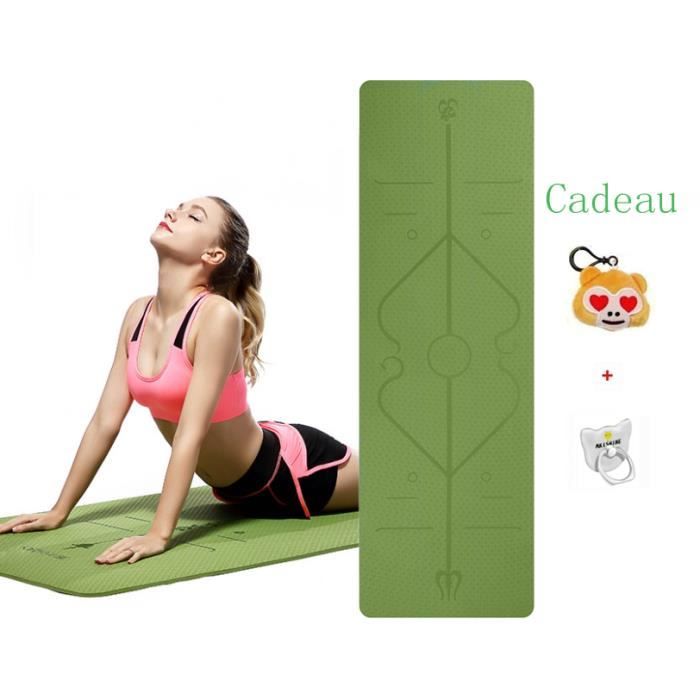 Tapis de Yoga Fitness Sol Grande Taille Épais Confortable Antidérapant Sangles 