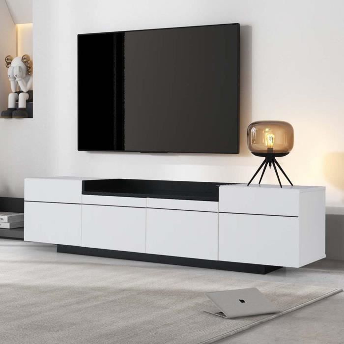ModernLuxe Meuble TV 170cm avec trois portes - Style contemporain - brillant & blanc