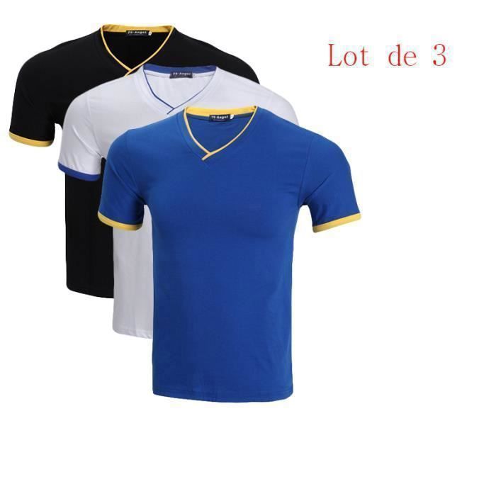 Lot de 5/Lot de 4/Lot de 3 T shirt Homme uni basique Tee shirt Hommes