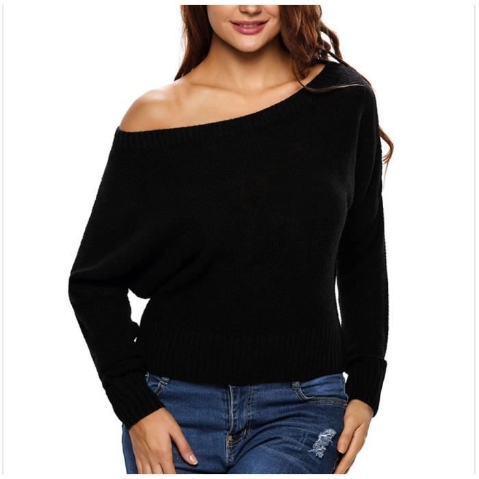 Noir Pull Over Femme Col Une Epaule Nu Manche Longue Noir Achat Vente Pull Soldes Sur Cdiscount Des Le 20 Janvier Cdiscount