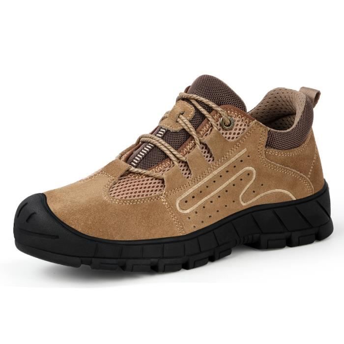 Chaussures De Sécurité Homme Marron - Anti-écrasement, Anti-perforation, Anti-brûlure - Taille 40 à 46