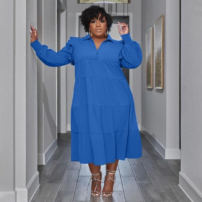 CM.YAYA Chemise Vintage a Manches sulfet Col Rabattu pour Femme Grande Taille Chemisier Maxi Robe d Automne 1.5mmx10711m Blanc Cdiscount Pret a Porter