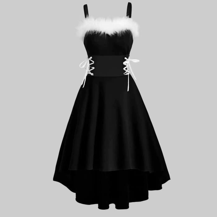 Robe Noël Femme Chic Élégante Vintage - Robe Cocktail Rétro Manches Longues Grande Taille