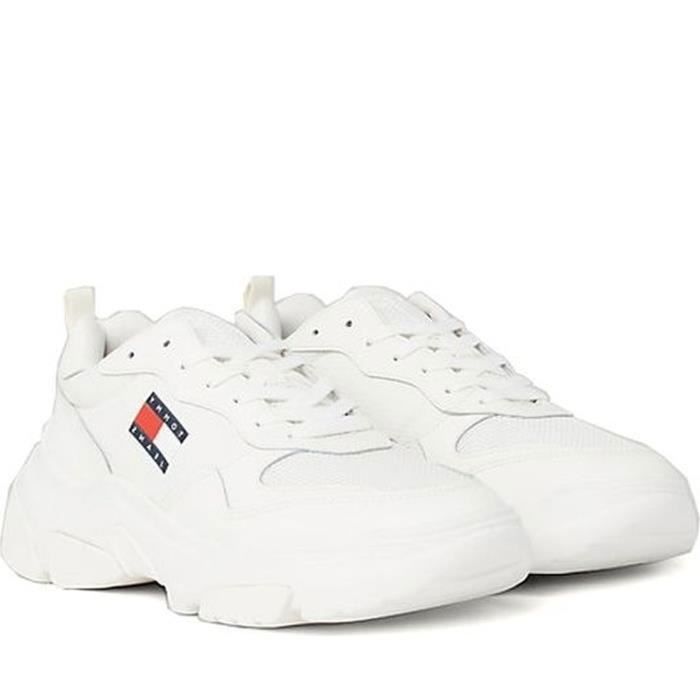 Tommy Jeans Baskets Tommy Jeans EN0EN02566 YBL Beige Femme - Cuir - Lacets