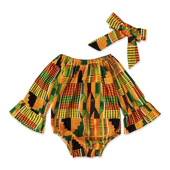 Combinaison Courte Manche Longue Body Style Boheme Afrique Boho Barboteuse Avec Serre Tete Orange Pour Bebe Fille Orange Cdiscount Pret A Porter