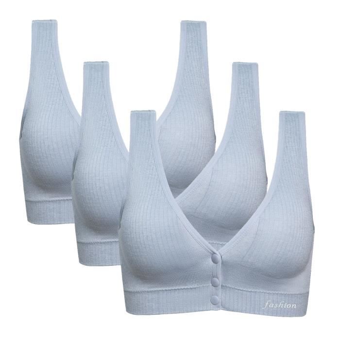HOFISH - Lot De 3 Soutiens-gorge D'allaitement Sans Armature - Col En V Profond - Clips Allaitement - Sans Couture - Taille élastique