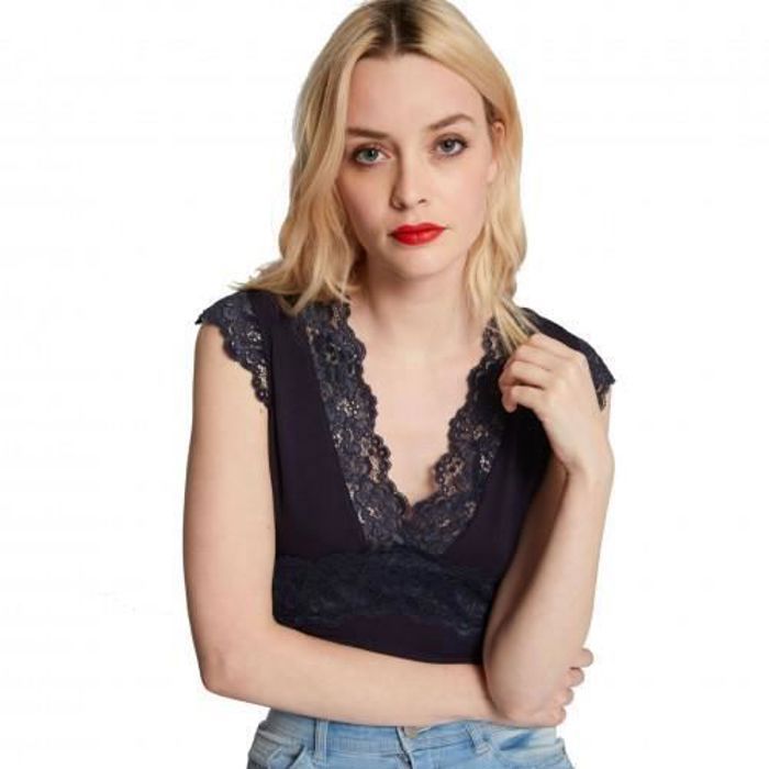 Débardeur large femme Morgan de Toi avec dentelle noire 182-DTEL