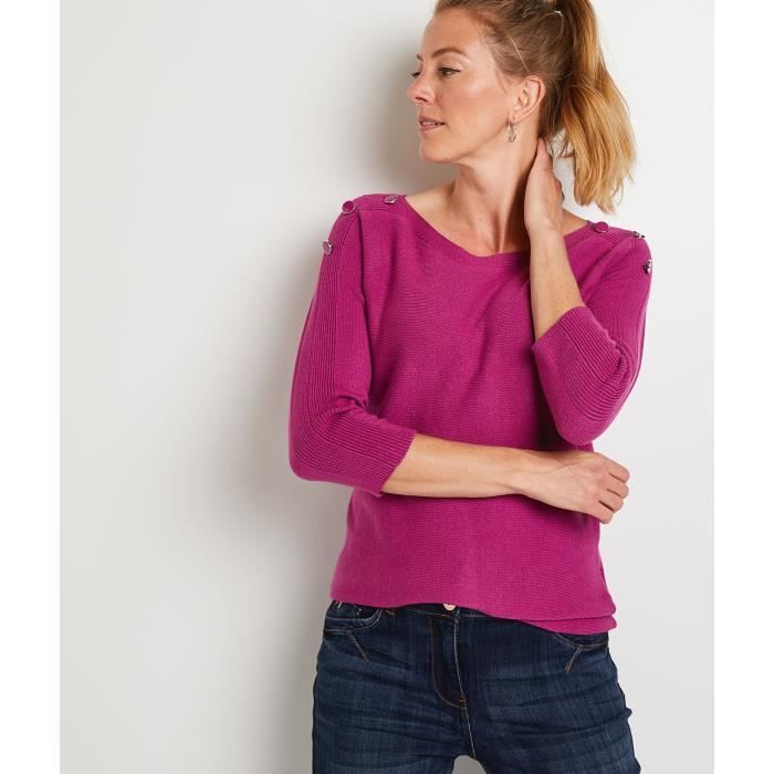 Pull manches 3/4 ajouré ecru femme | Cache Cache