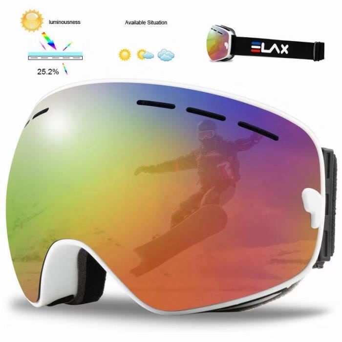 Lunettes De Ski Anti-buée - Double Lentille Avec Protection UV - Monture TPU Souple - Sangle Réglable - Pour Femme, Homme, Snowboard - Accessoire Hiver