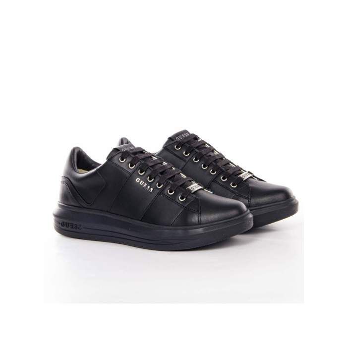 Basket Guess Homme Classic logo Noir cuir - Authentique Chaussure Guess Homme