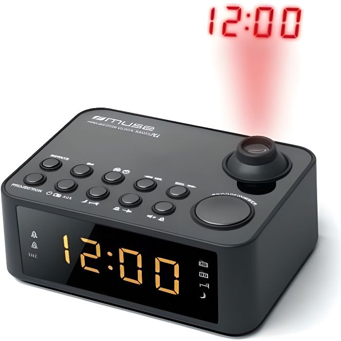 Radio-réveil MUSE M-178 P avec projection de lheure - Noir