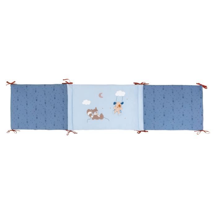 NATTOU Tour de lit Jim & Bob - 100% polyester - Bleu