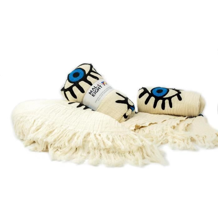 Carenesse Serviette de hammam FAVO Noir Beige 90 x 170 cm 100% Coton Motif pépita des Deux côtés avec des Franges nouées, écharpe Tissu Plafond Serviette de Plage Couverture Tissue Bien-être