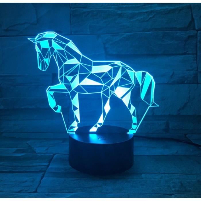 3D Veilleuse Cheval Statue 7 Couleur Créative 3D Lava Lampe Cheval