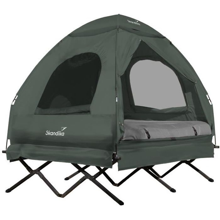 Lit de camp avec tente 2 pers.- Skandika Haug - Tente-lit de Camping, Matelas Gonflable, étanche, lit d'extérieur, Max 160 kg