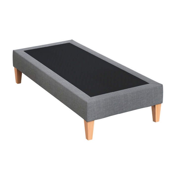 Sommier déco tapissier gris orage - SOMEO 110x190 - Gris foncé - Garantie 5 ans - Someo