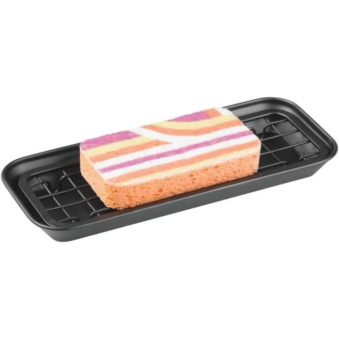 Organisateur D'evier Organisateur Évier Cuisine Noir - Porte-Éponge Bac Écoulement Auto - Acier Carbone Range Ustensiles Evier