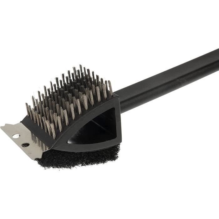 LHLXZQ Brosse De Nettoyage De Barbecue, Brosses Pour Gril En Métal Avec Poils à Deux Et Grattoir, Poignée Extra Longue & Nettoyage à 360°, Accessoires