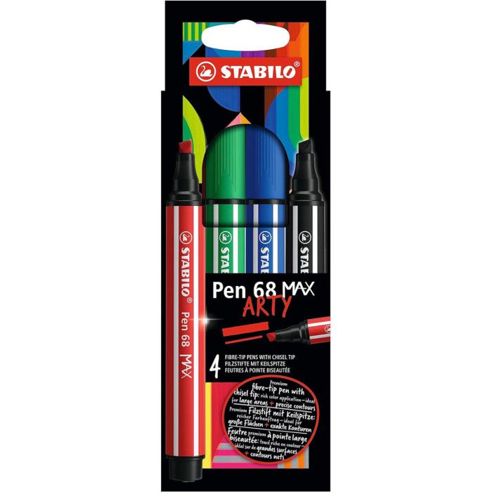 Feutres De Dessin - Stabilo - Pen 68 Max - Pointe Large - 12 Couleurs Gamme Arty Feutres De Dessin - Stabilo - Pen 68 Max - Pointe Large - 12 Couleurs Gamme Arty