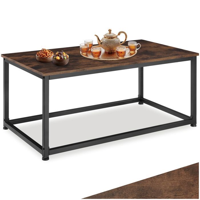 Table basse - TECTAKE - Table dappoint rectangulaire LYNCH en bois et acier au style industriel 100 x 55 x 45 5 cm - Bois foncé Table basse - TECTAKE - Table dappoint rectangulaire LYNCH en bois et acier au style industriel 100 x 55 x 45 5 cm - Bois foncé