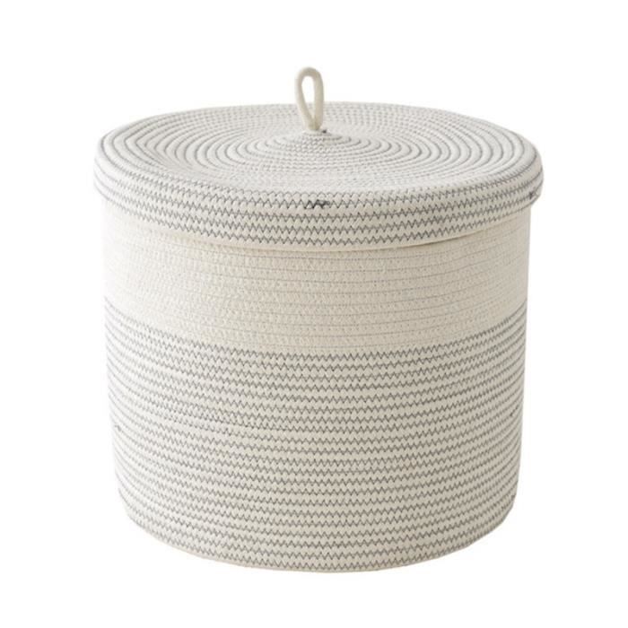 Paniers En Corde Coton, Panier À Linge En Corde Coton, Panier Rangement Tissé Corde Coton, 28 X