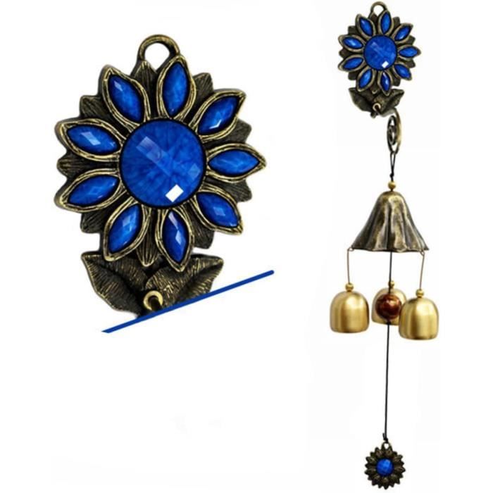 Lot 3 Carillons Éoliens Japonais Verre Fleur – Rose, Bleu Clair, Violet, Cloches à Vent Faits Main Pour Jardin, Mariage, Décoration Intérieur Extérieur
