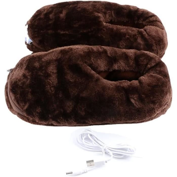 Chaussons Chauffants USB - Pantoufles En Peluche électriques - Pour Hiver, Maison, Bureau - Taille 39-43 - 2