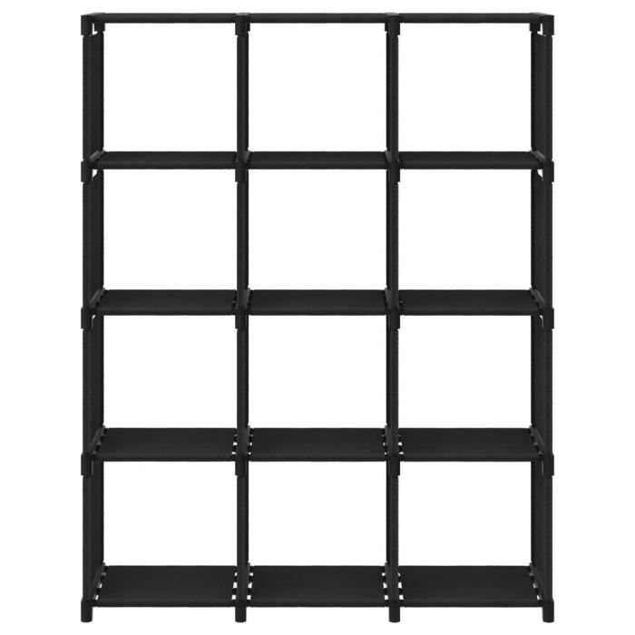 ges étagère d'affichage bibliothèques 12 cubes noir 90 g / m² 103x30x141 cm tissu (100 % polyester), acier gestandnis1