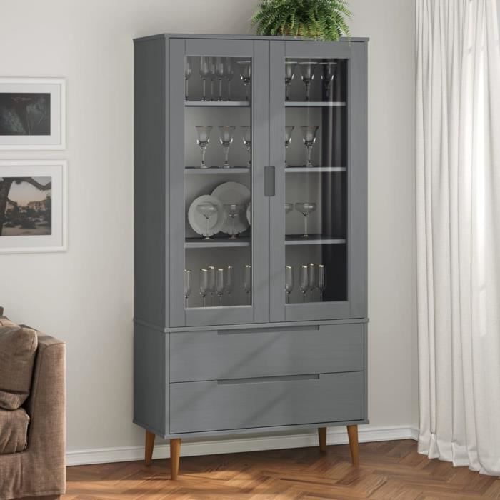 Vitrine ALTA VidaXL Blanc Bois Pin Massif 77x35x186,5 Cm (réf 353950)