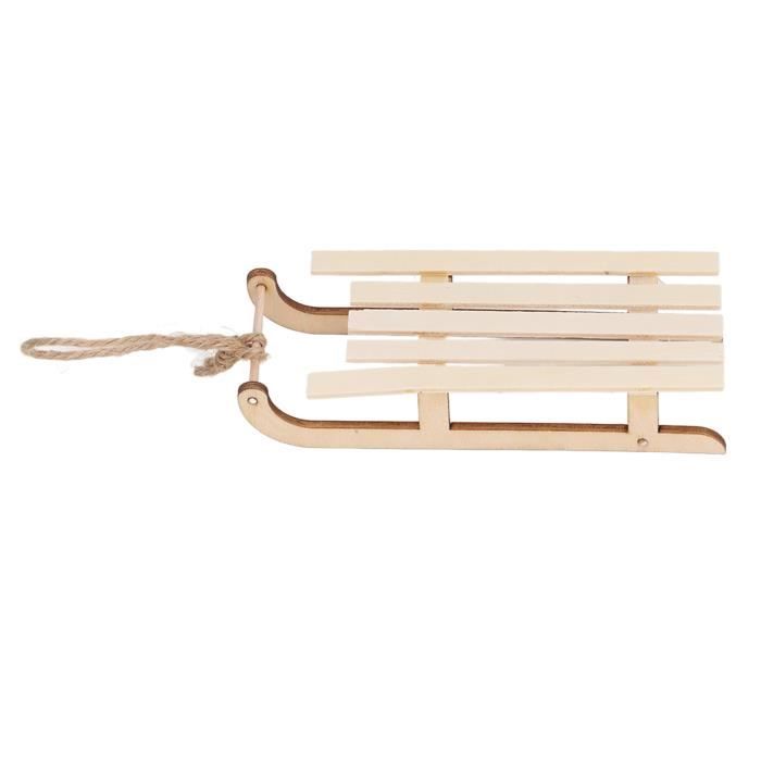 Accessoire de Noel de maison de poupée Modèle de traîneau en bois d
