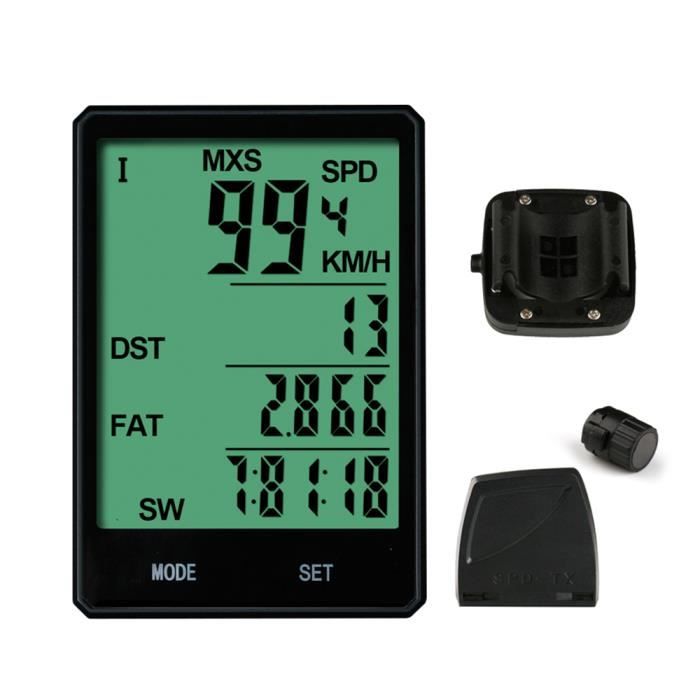 Ordinateur De Vélo Sans Fil 3-en-1 | Cadence, Fréquence Cardiaque, Distance | écran LCD, étanche | Avec Capteur Et Sangle Pectorale