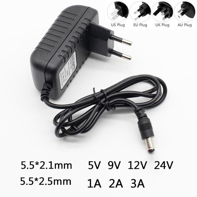 Alimentation 12V 2A (24W) - Transformateur AC/DC Pour Ruban LED - Fiche EU - Longueur Câble 1,5m - Neuf