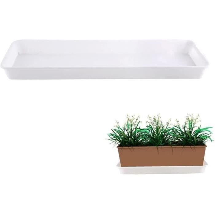 Soucoupe Rectangulaire Pour Plantes - Résine Beige Taille M - Protection Sol Et Drainage