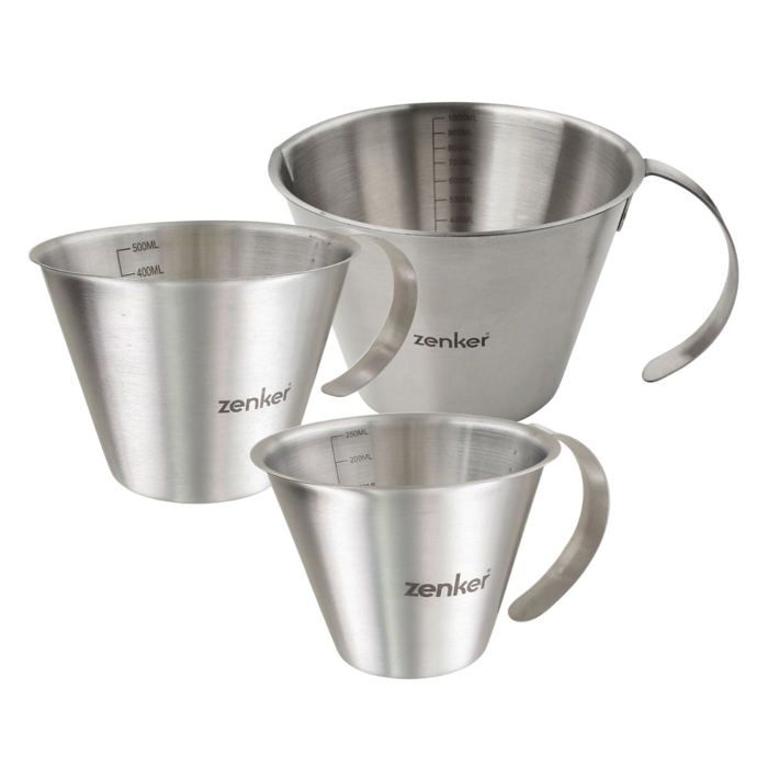 250 Ml En Litre Verre Doseur Set de 3 verres doseurs gradués en inox 250 ml, 500 ml et 1 litre Zenker  ref. 9983250 - Cdiscount Maison