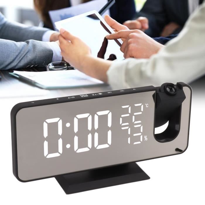 Réveil Projecteur LED Avec Affichage Au Plafond - Horloge Numérique Avec Voice Control Et Thermomètre