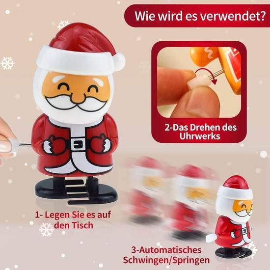 81-B0FMRM – Jouets à Remonter Noël – Lot De 3 Personnages (Père Noël, Pingouin, Bonhomme De Neige) – 5-7 Cm, Sans Pile – Cadeau Enfant
