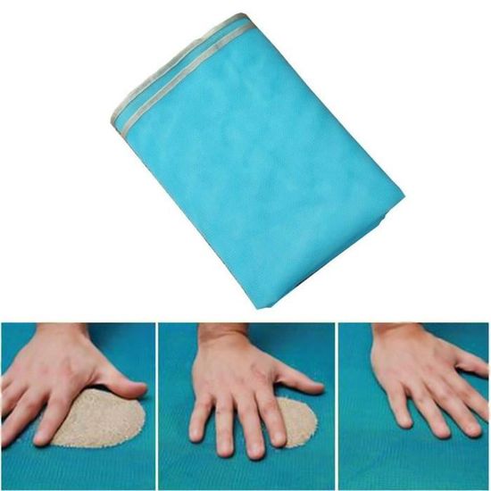 Couverture De Plage Portable 110x150cm Bleu Ciel - Tapis Pique-Nique Avec Piquets Et Mousqueton, Idéal Jardin, Camping, BBQ Et Voyage