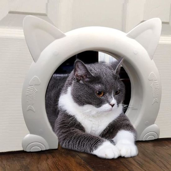 Chatière chatière 16 * 2 * 16cm, kit de porte pour chat et chien avec cadre  télescopique, installation facile (blanc) - Cdiscount Animalerie